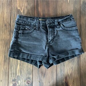 Black denim shorts